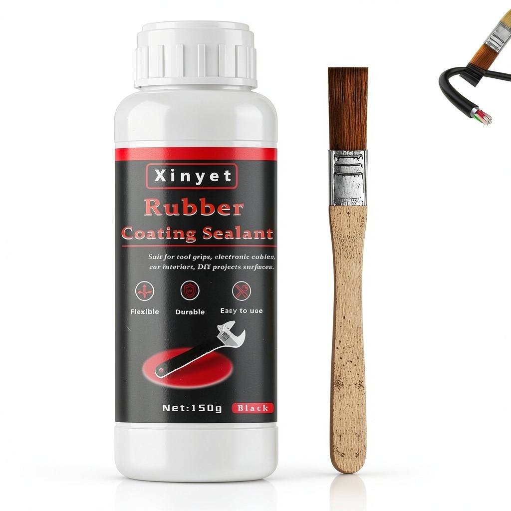 Hands applying Xinyet peelable rubber coating to a steel wrench handle