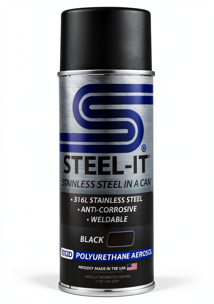 Steel-It Black Polyurethane Coating applied on metal surface