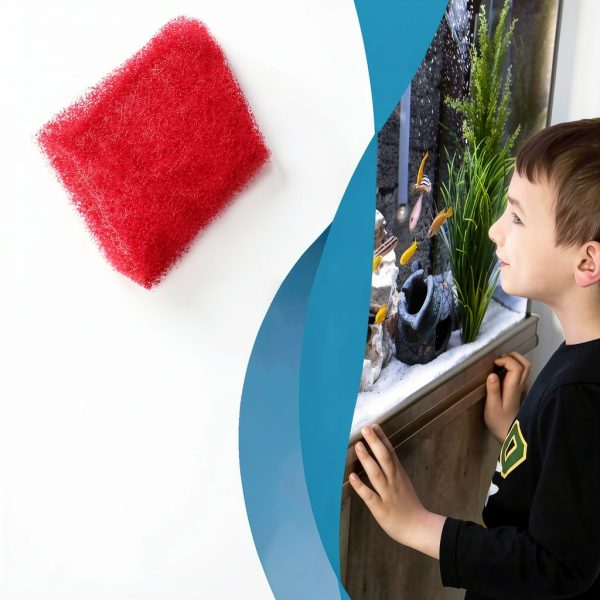 Aquarium Glass Cleaner Sponge Evergreen Non Scratch Red 4 Pack 3.25"-1