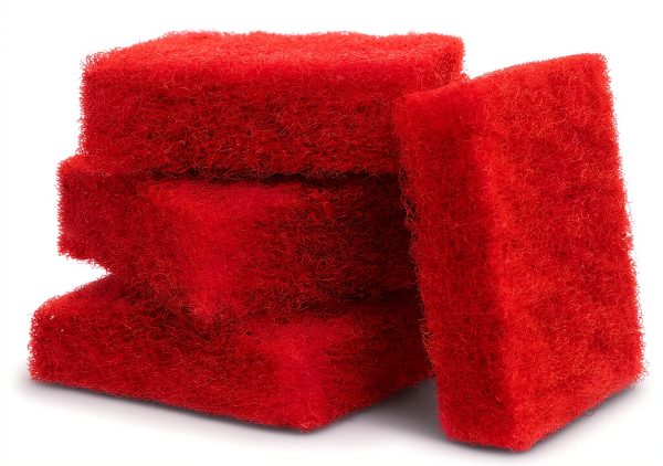 Aquarium Glass Cleaner Sponge Evergreen Non Scratch Red 4 Pack 3.25"-0