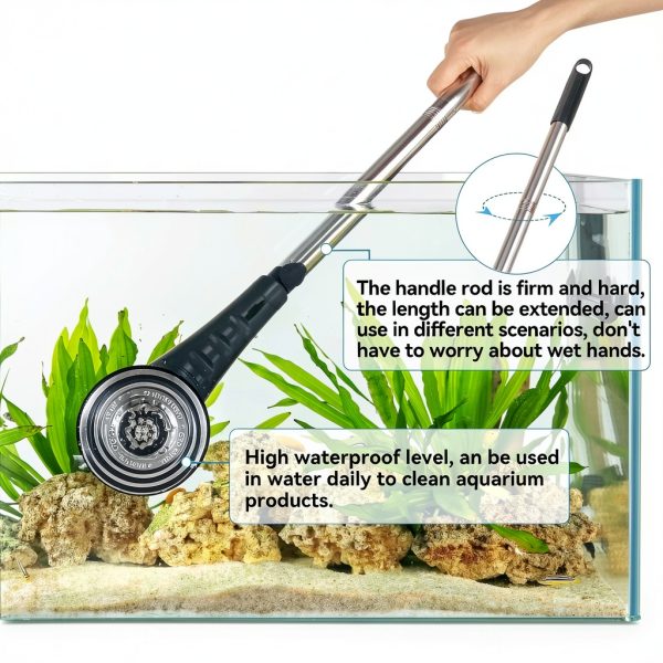 hygger IPX8 Electric Aquarium Cleaning Brushes, Rechargeable Cleaner Tools Kit with 6 Replaceable Clean Spin Brush Heads Cordless Use 2 Speeds Adjustable Handle for Dog House Outdoor/Cat Litter Boxes-3