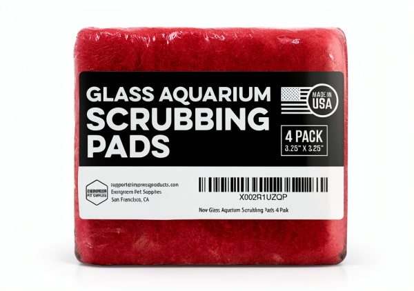 Aquarium Glass Cleaner Sponge Evergreen Non Scratch Red 4 Pack 3.25"-6