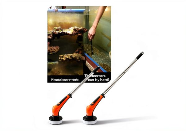hygger IPX8 Electric Aquarium Cleaning Brushes, Rechargeable Cleaner Tools Kit with 6 Replaceable Clean Spin Brush Heads Cordless Use 2 Speeds Adjustable Handle for Dog House Outdoor/Cat Litter Boxes-1