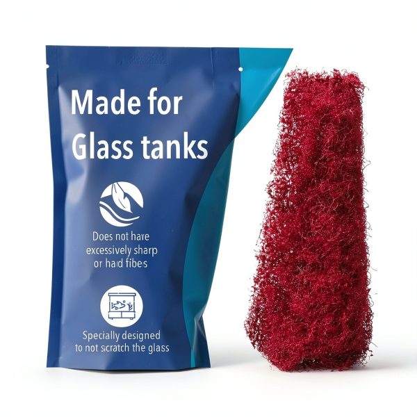 Aquarium Glass Cleaner Sponge Evergreen Non Scratch Red 4 Pack 3.25"-3