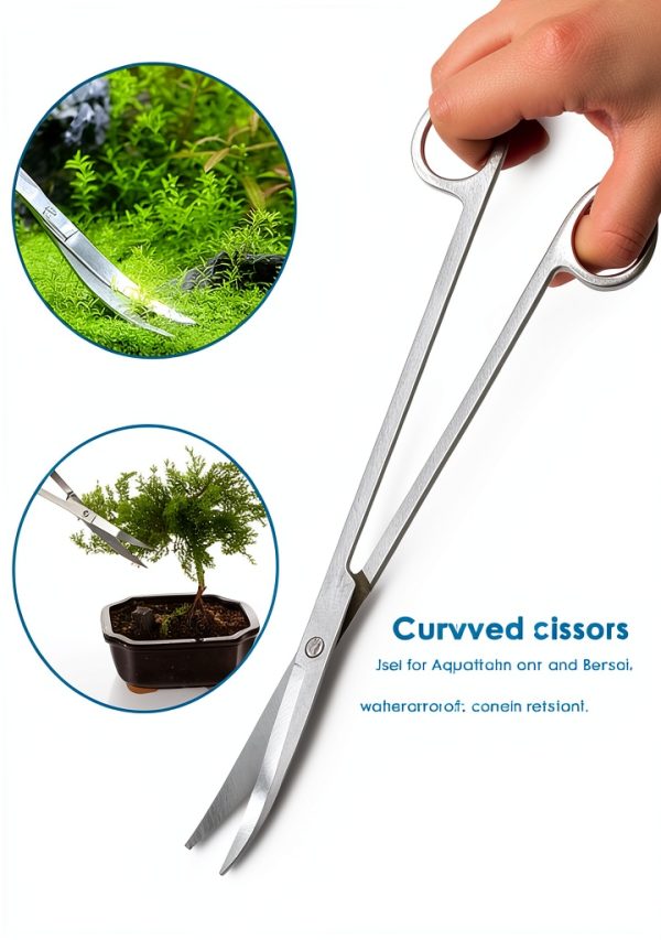 Capetsma Aquascape Long Stainless Steel Plant Tools Set - Aquarium Tweezers, Scissors, Spatula, Algae Scrapers - Fish Tank Cleaning Kit-2