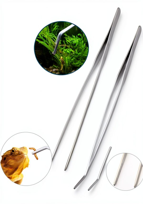 Capetsma Aquascape Long Stainless Steel Plant Tools Set - Aquarium Tweezers, Scissors, Spatula, Algae Scrapers - Fish Tank Cleaning Kit-4